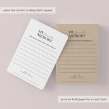 Printable Favorite Memory Of The Birthday Girl Card