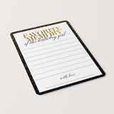 Share Your Favorite Memory Of The Birthday Girl Card Black and Gold Party
