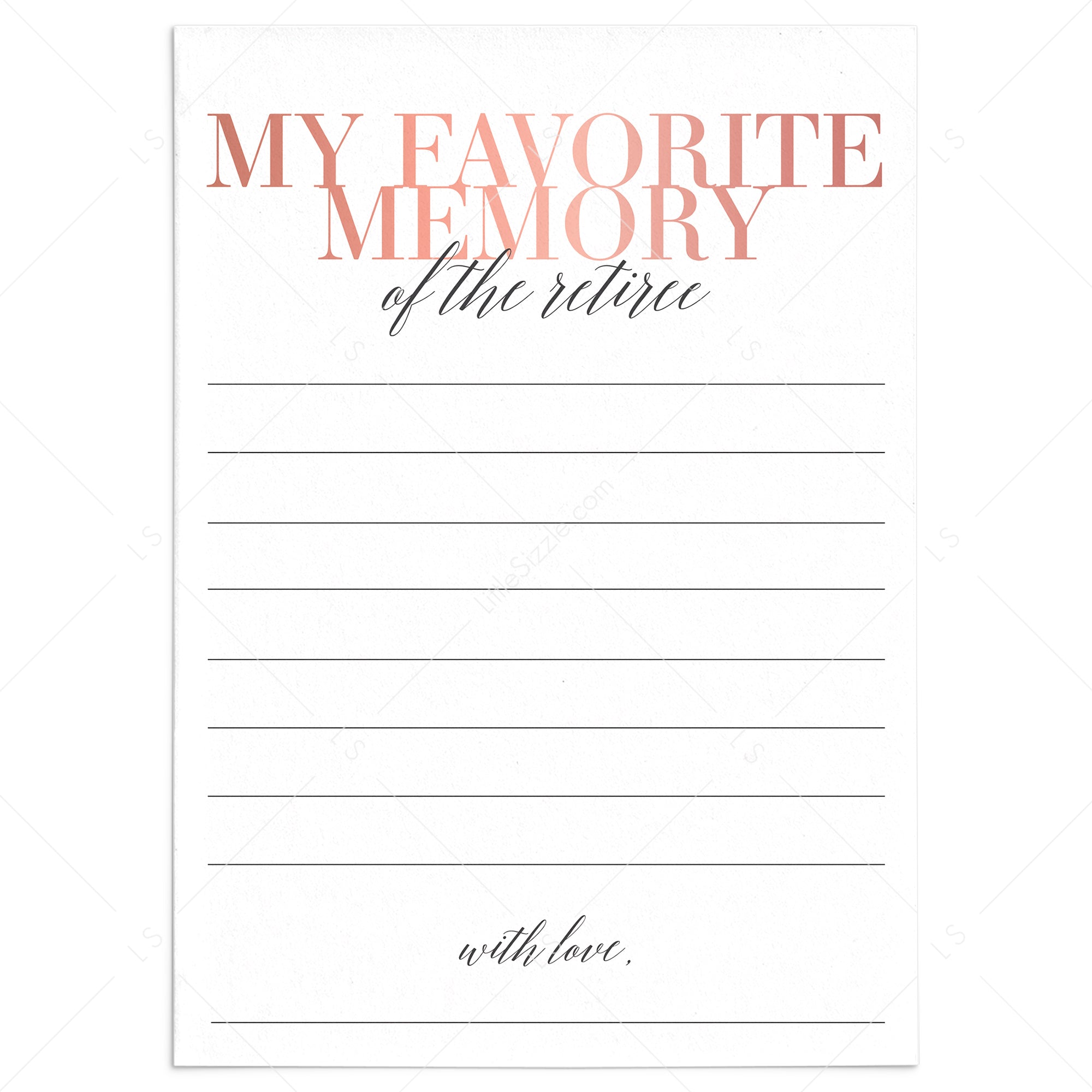 My Favorite Memory Of The Retiree Cards for Women Printable by LittleSizzle