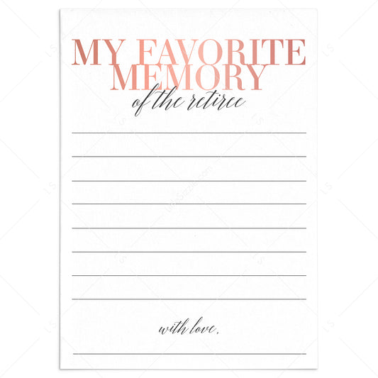 My Favorite Memory Of The Retiree Cards for Women Printable by LittleSizzle