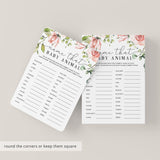 Guess The Baby Animal Baby Shower Game Floral Theme