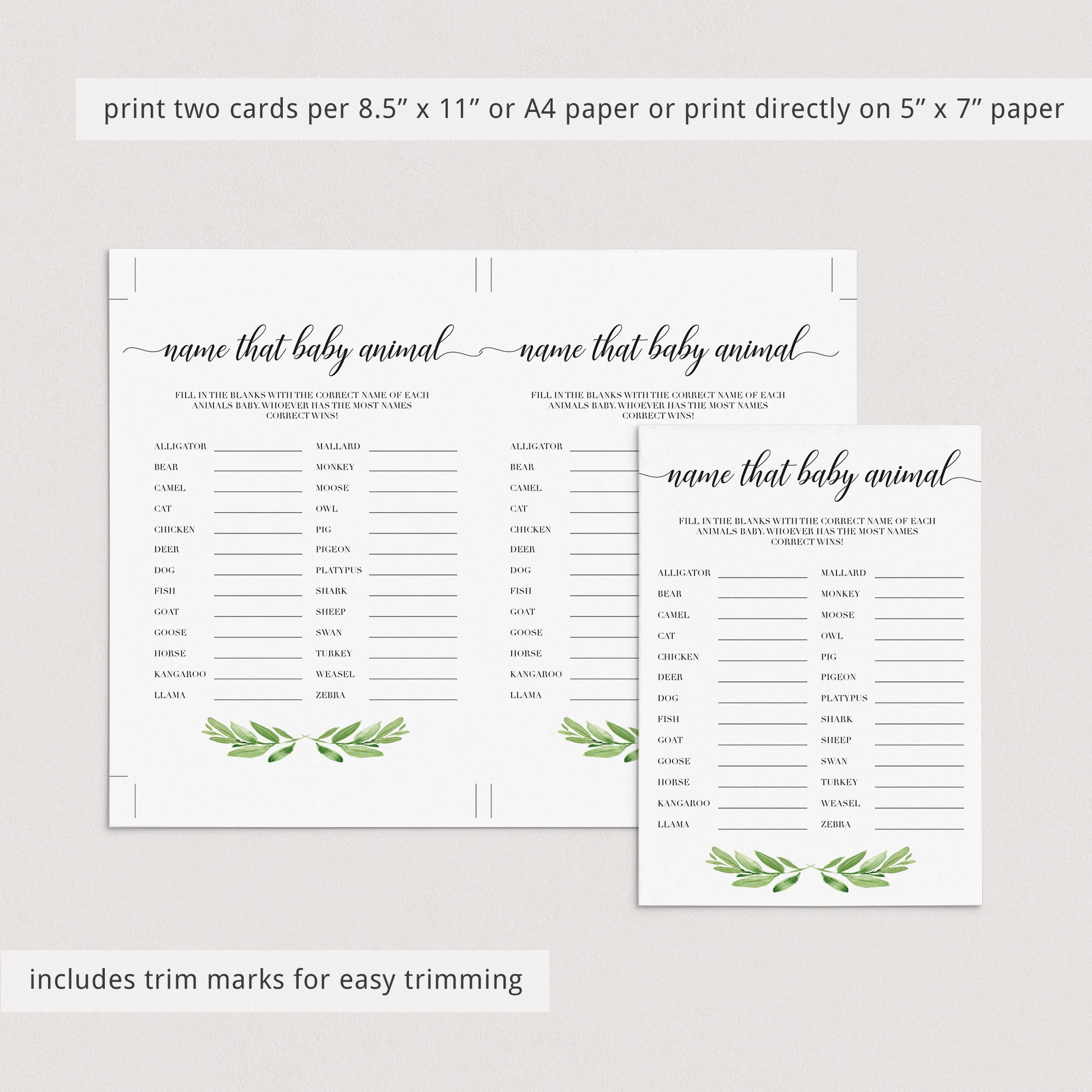 Name that baby animal quiz printable by LittleSizzle