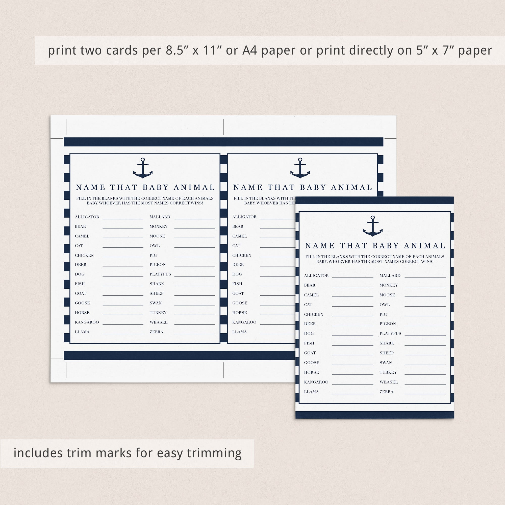 Anchor baby shower name game printable by LittleSizzle