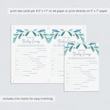 Watercolor Blue Baby Shower Game Guess The Song