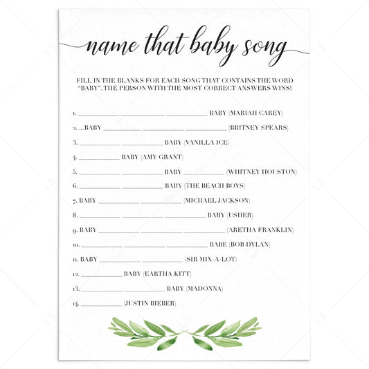Name the song baby shower game gender neutral by LittleSizzle