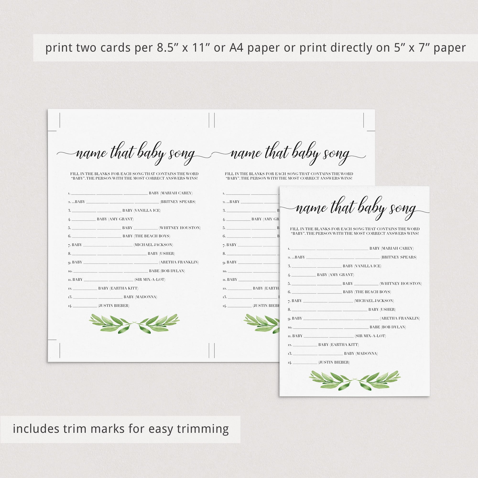 Would she rather baby shower game green leaves by LittleSizzle