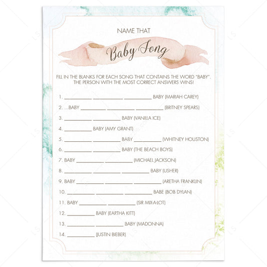 Name that baby song printable for neutral baby shower by LittleSizzle