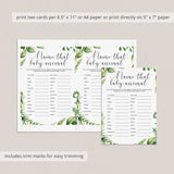 Animals Baby Name Quiz Baby Shower Game Printable Greenery