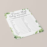 Animals Baby Name Quiz Baby Shower Game Printable Greenery