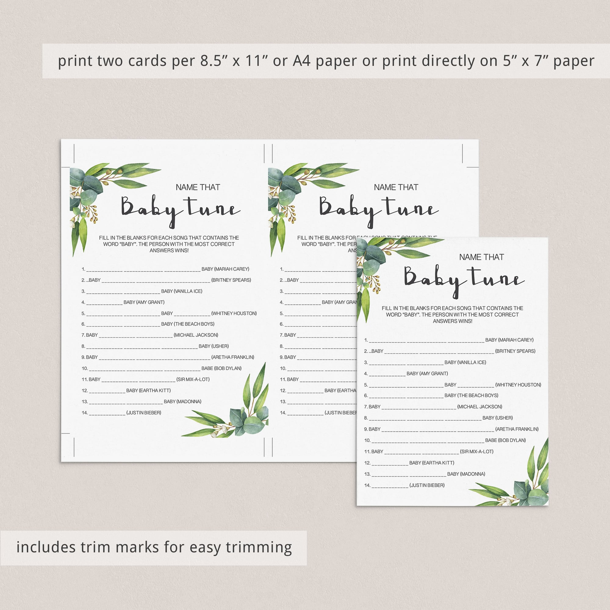 Name the baby song game for neutral baby shower ideas by LittleSizzle