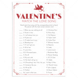Valentines Love Song Match Game with Answer Key by LittleSizzle