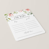Names for Baby Printable Cards with Blush Flowers