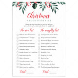 Naughty or Nice Christmas Game for Adults Printable by LittleSizzle