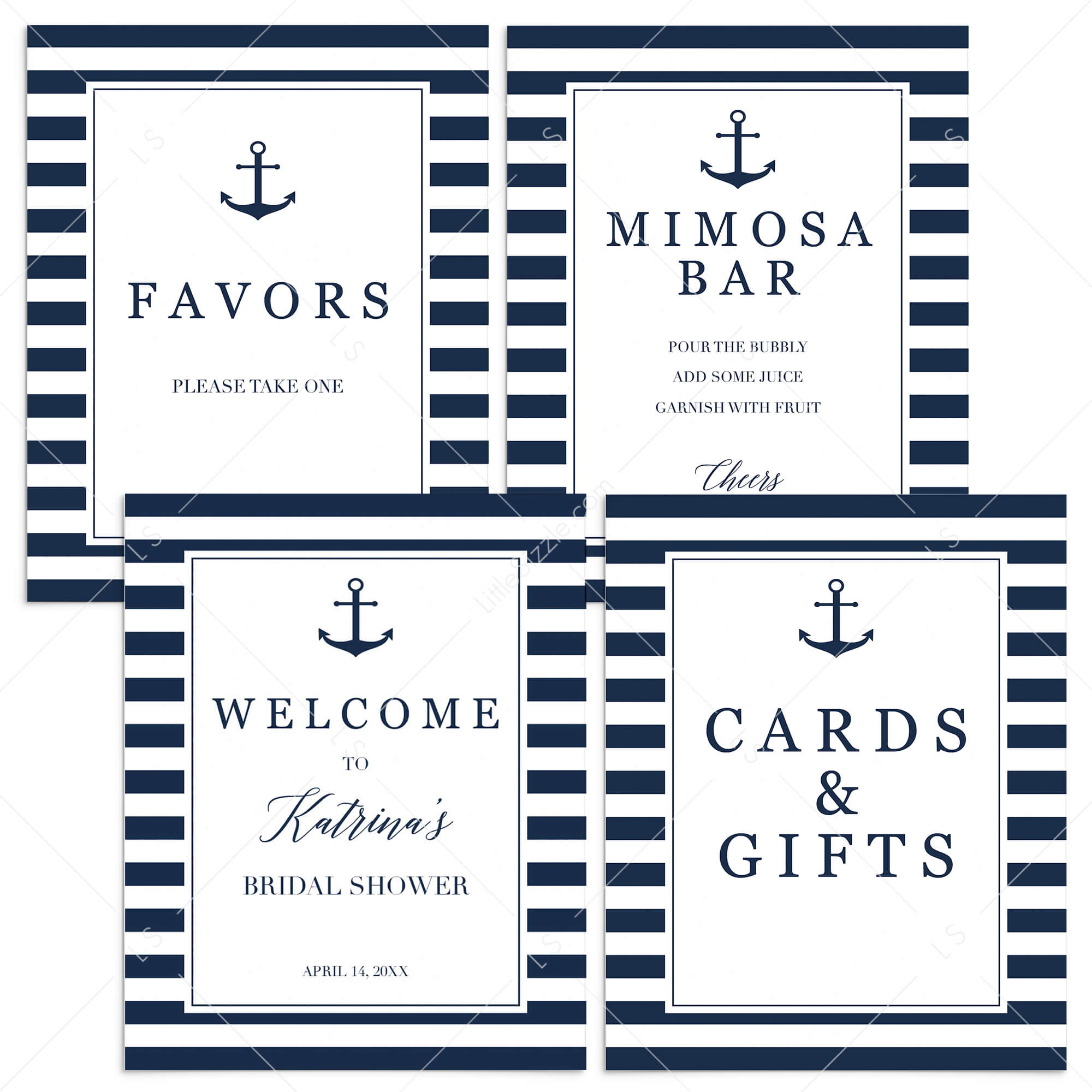 Beach Bridalshower Signs Bundle Instant Download by LittleSizzle