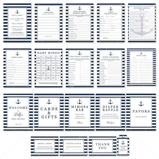 Nautical Baby Shower Full Package Instant Download by LittleSizzle