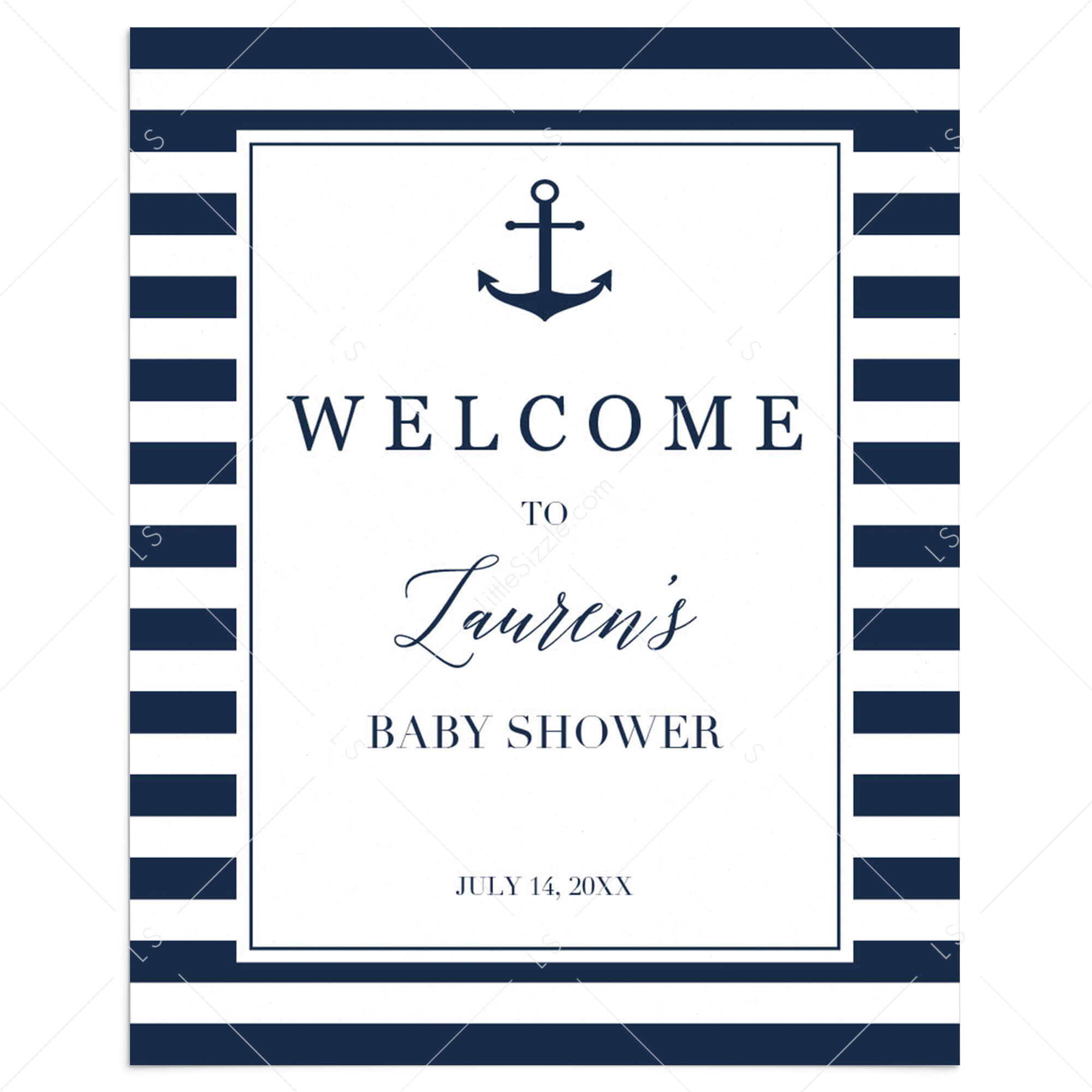 Nautical Baby Shower Welcome Sign Printable by LittleSizzle