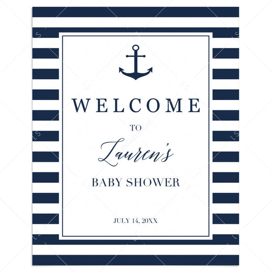 Nautical Baby Shower Welcome Sign Printable by LittleSizzle