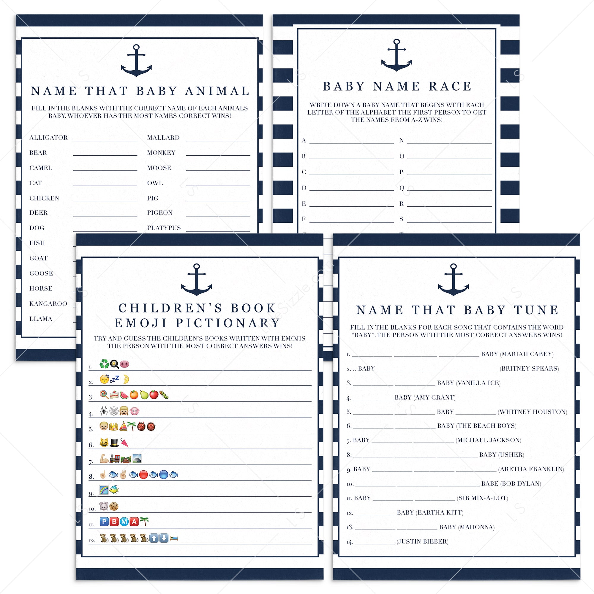 Nautical baby shower games bundle printable by LittleSizzle
