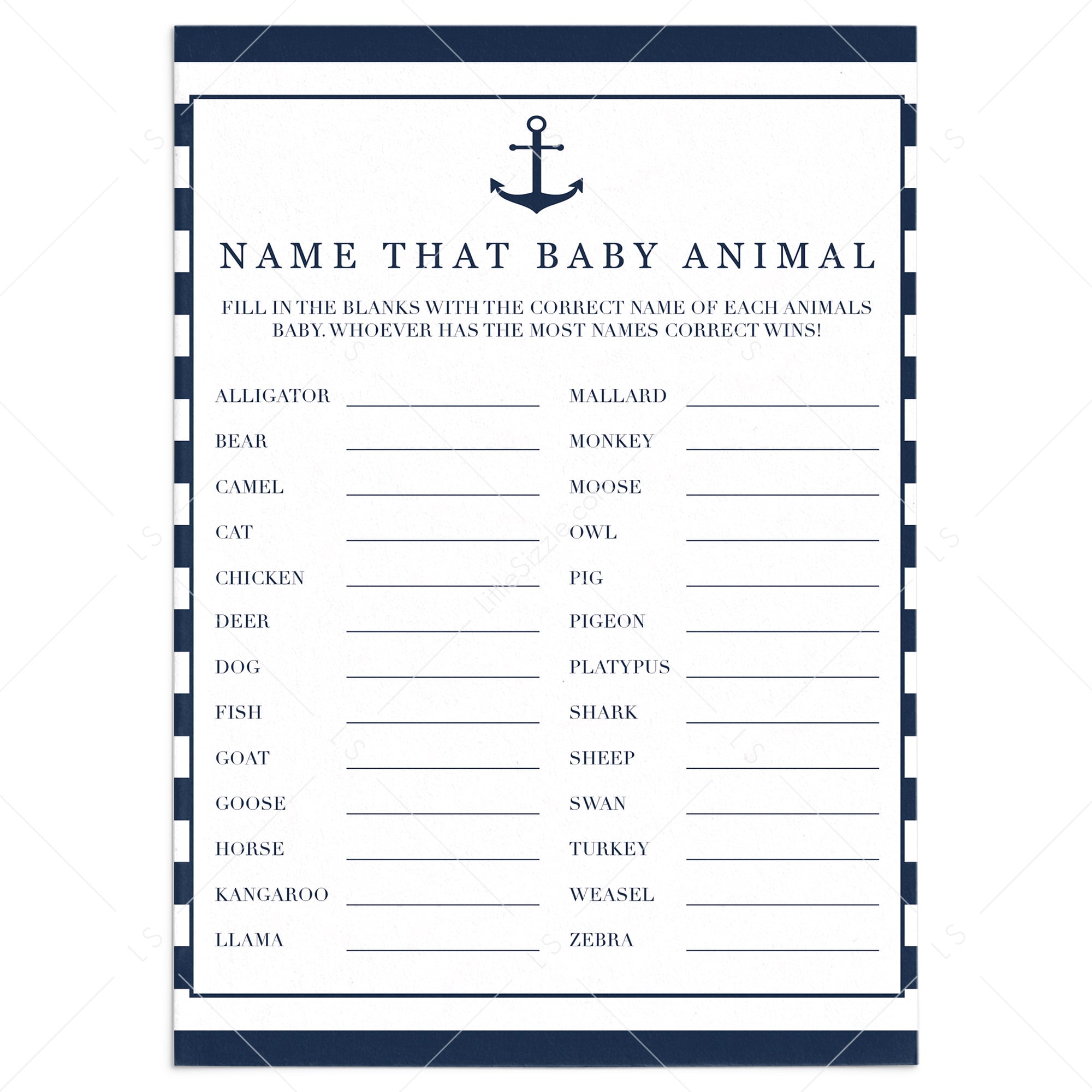 Name that baby animal game for boy baby shower by LittleSizzle