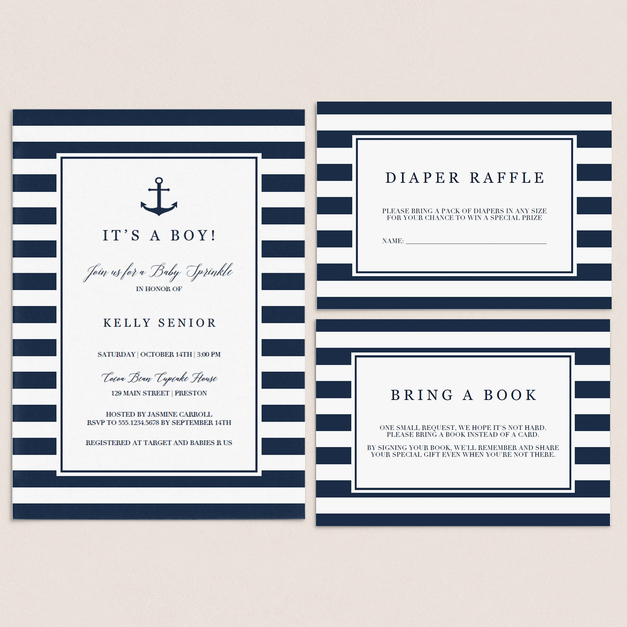 Nautical baby sprinkle invitation template instant download by LittleSizzle