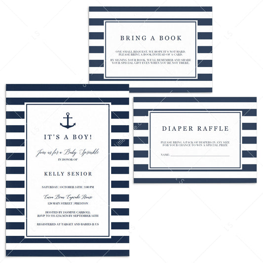 Nautical baby sprinkle invitation template instant download by LittleSizzle