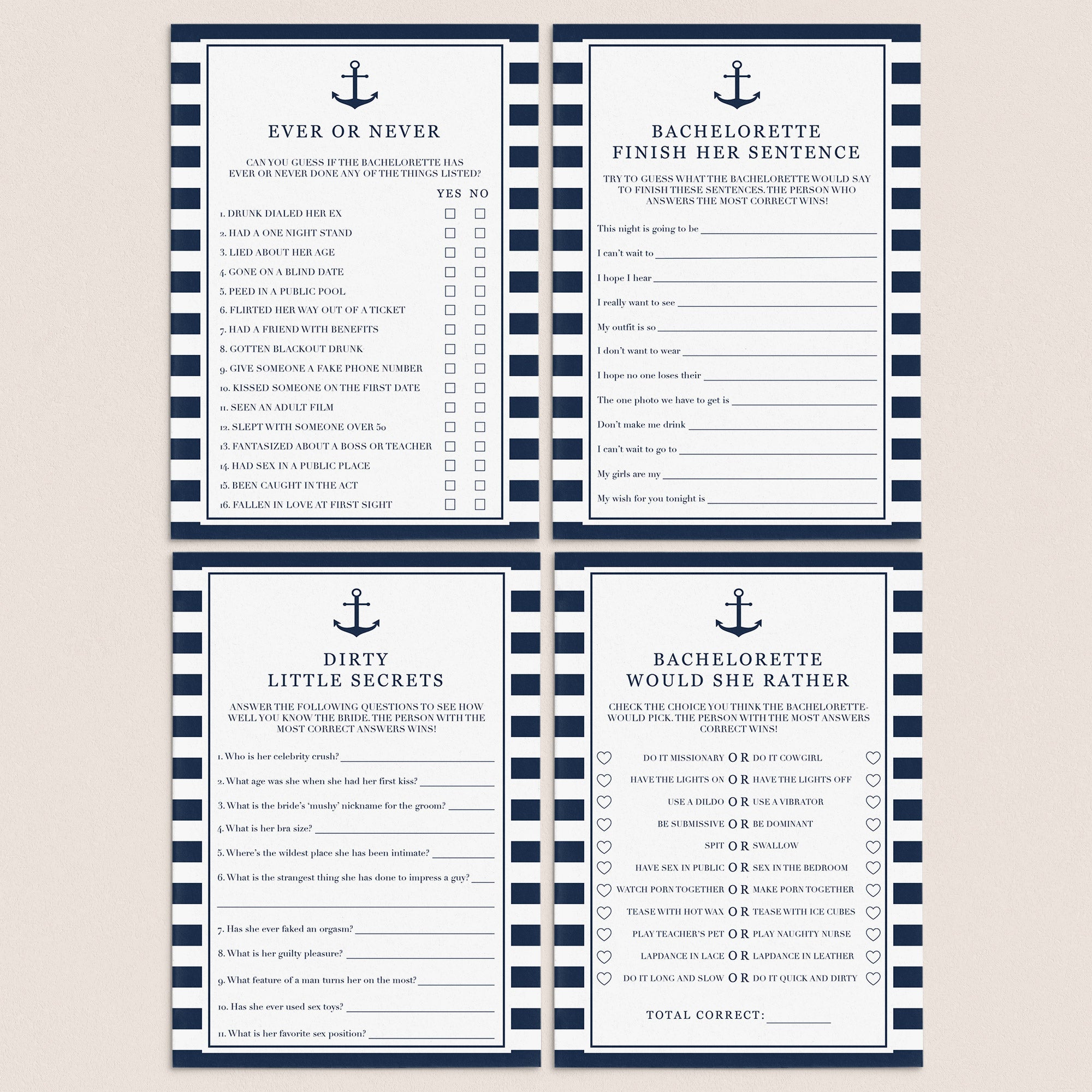Nauti Bachelorette Party Games Printable by LittleSizzle
