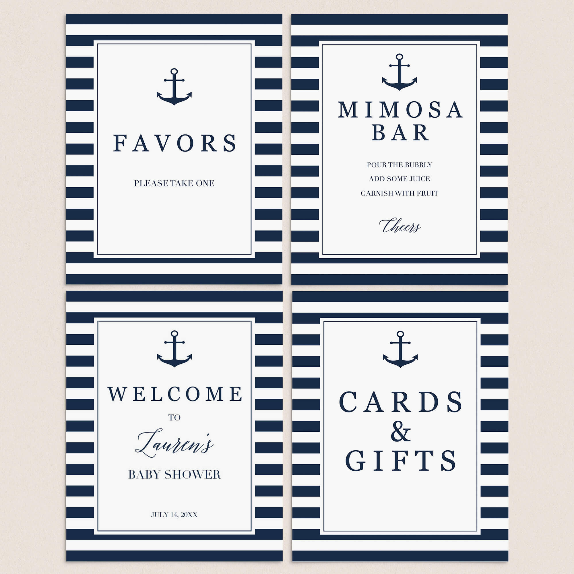 Nautical Boy Baby Shower Sign Pack Printable by LittleSizzle