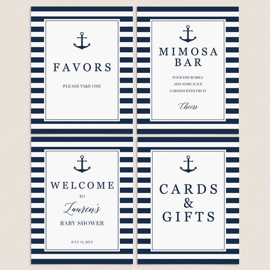 Nautical Boy Baby Shower Sign Pack Printable by LittleSizzle