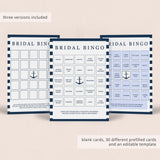 Bridal Shower Bingo Cards Nautical Theme