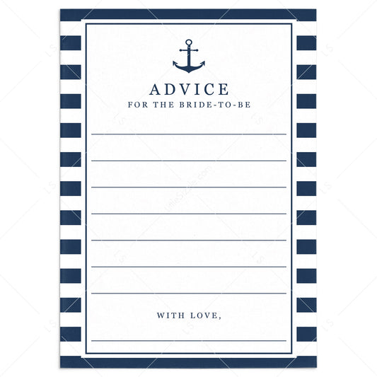 nautical bridal shower advice cards printable by LittleSizzle