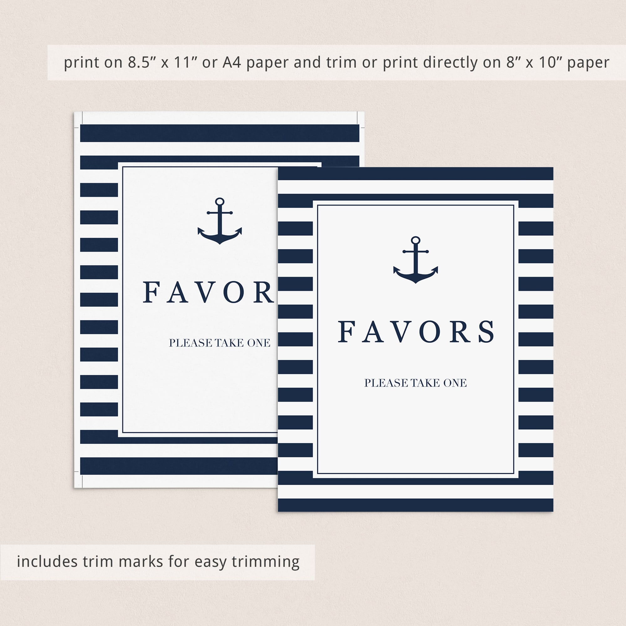 Navy and white stripes party decor with blue anchor by LittleSizzle