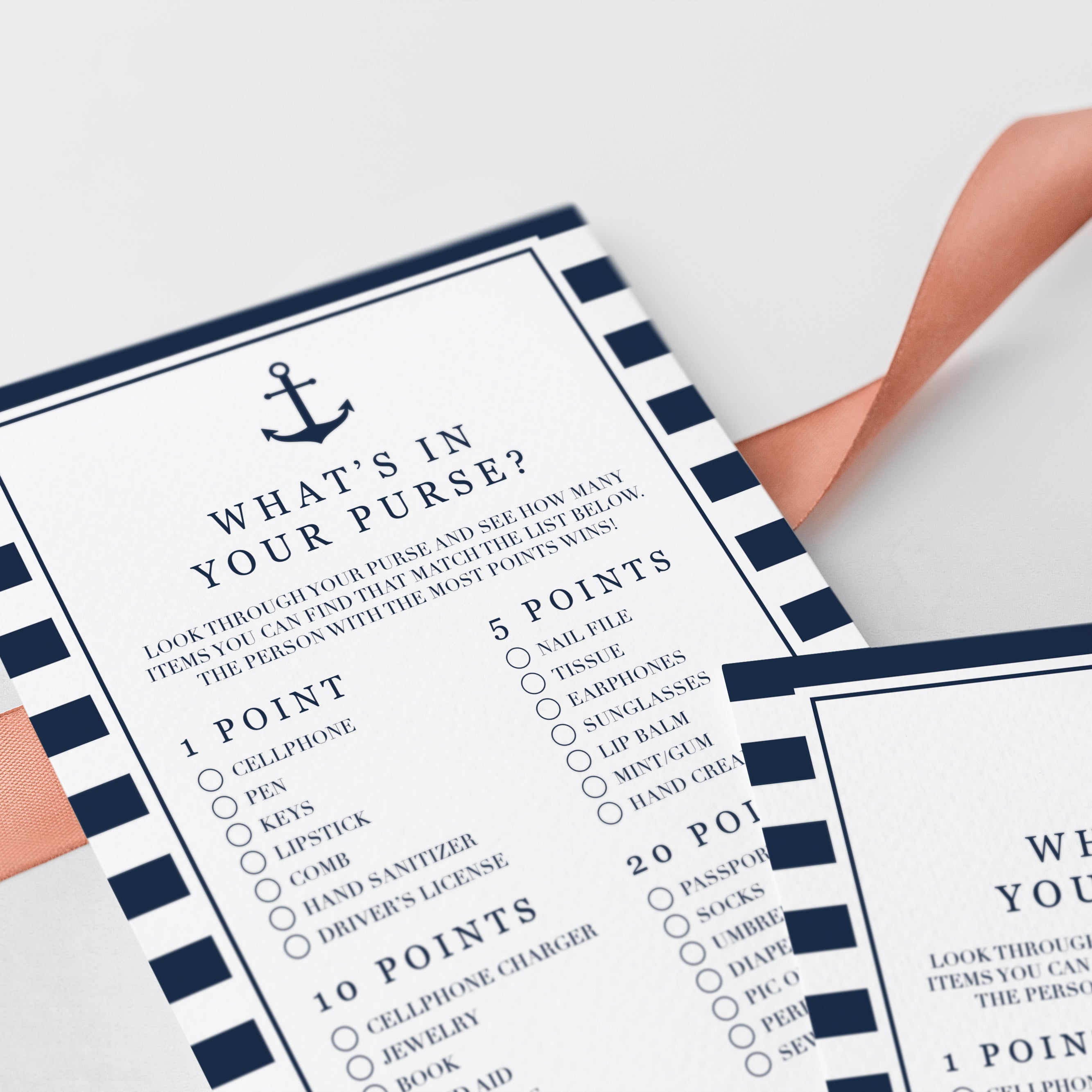 Purse raid baby shower game nautical party by LittleSizzle