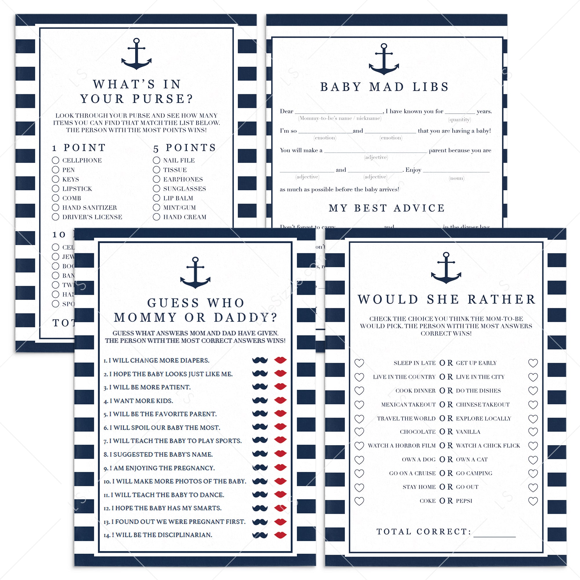 navy and white baby shower games for boy by LittleSizzle