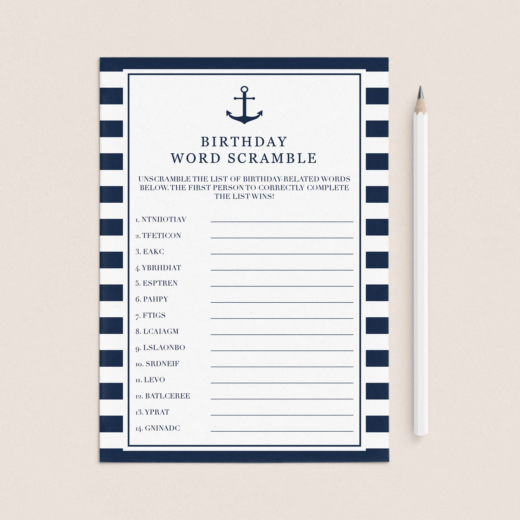 Boy Birthday Word Scramble with Answer Key Printable by LittleSizzle