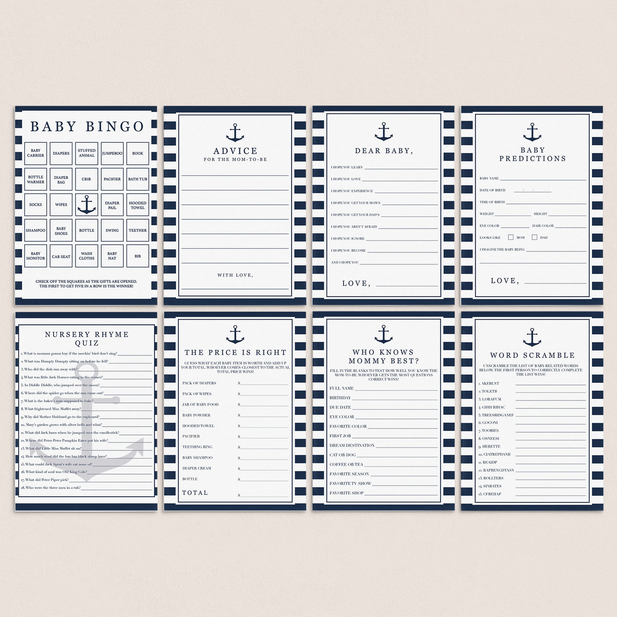 Printable Baby Shower Games for Boys