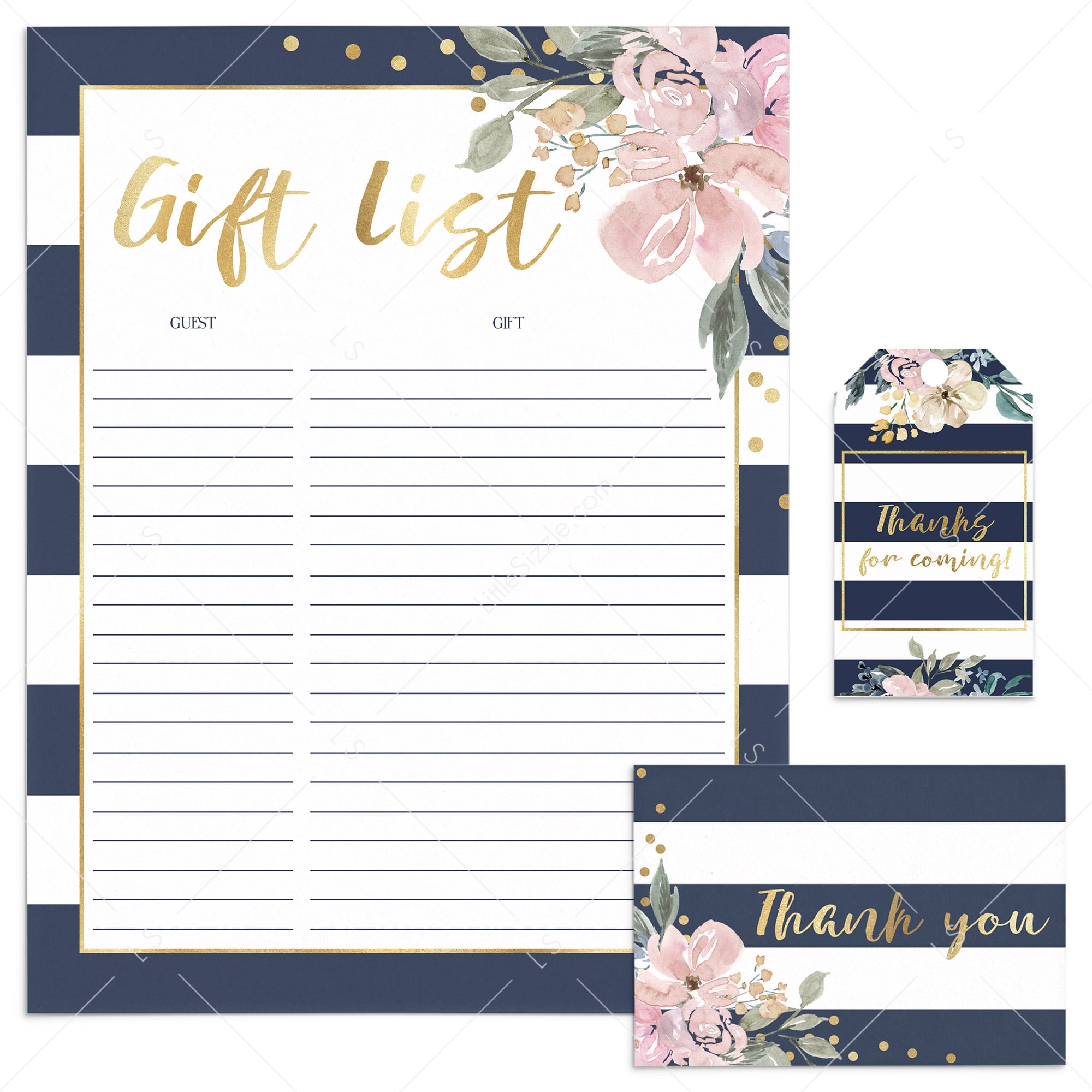 Printable Gift and Guest List, Thank You Notecards and Tags Bohemian Theme by LittleSizzle