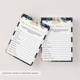 Pink and Navy Baby Shower Game Who Knows Mom Best