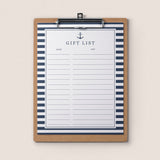 Printable Baby Shower Gift List Sheet Navy by LittleSizzle