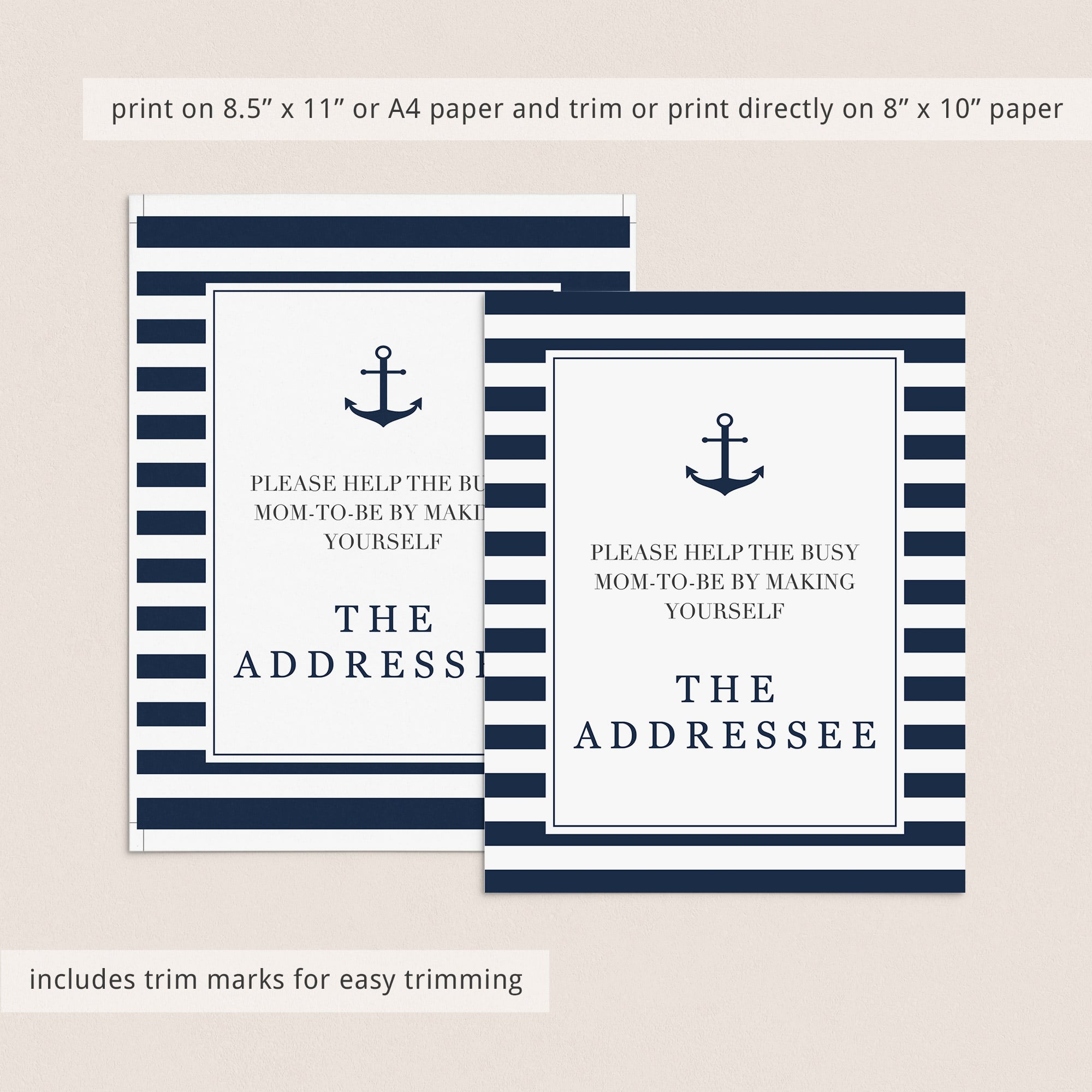 Baby shower address card sign instant download by LittleSizzle