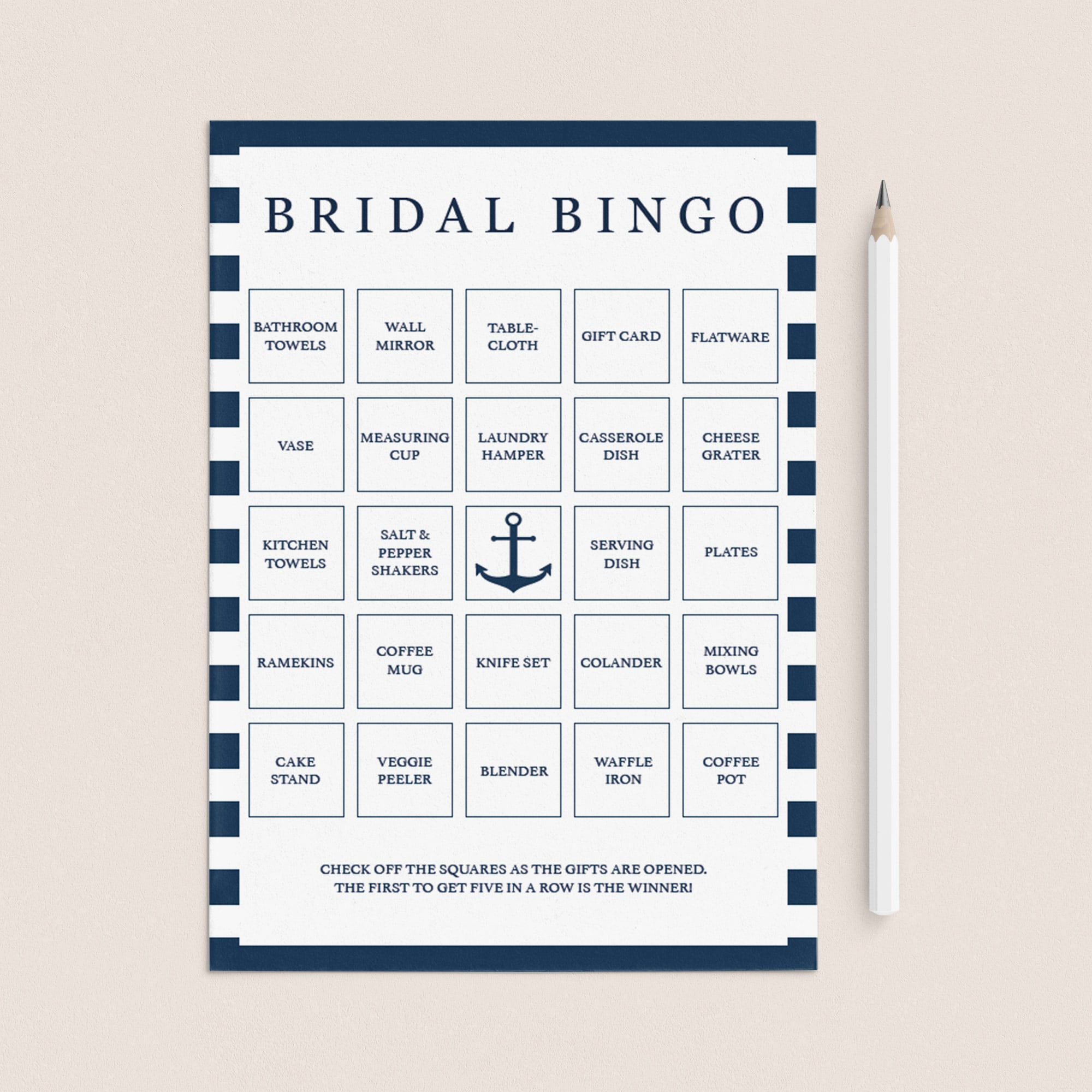 Bridal Shower Bingo Cards Nautical Theme by LittleSizzle