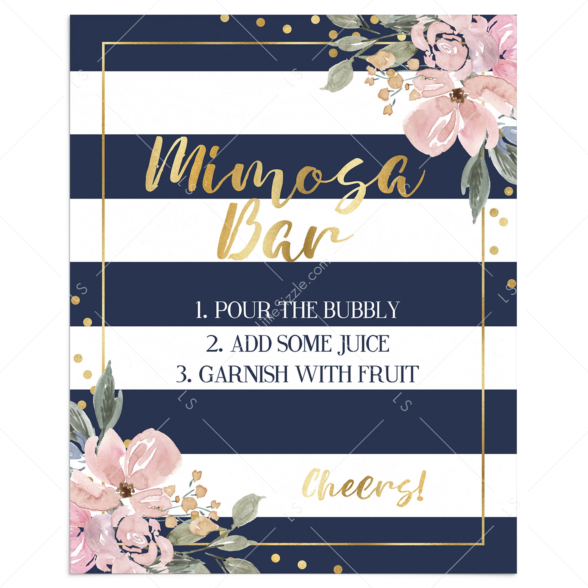 Mimosa Bar Sign - Gold Confetti Printable - Pretty Collected
