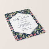 Navy and Pink Baby Shower Invite and Inserts PDF Templates