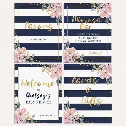 Printable Pink and Navy Party Decorations by LittleSizzle