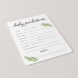 Baby Predictions cards printable greenery theme by LittleSizzle