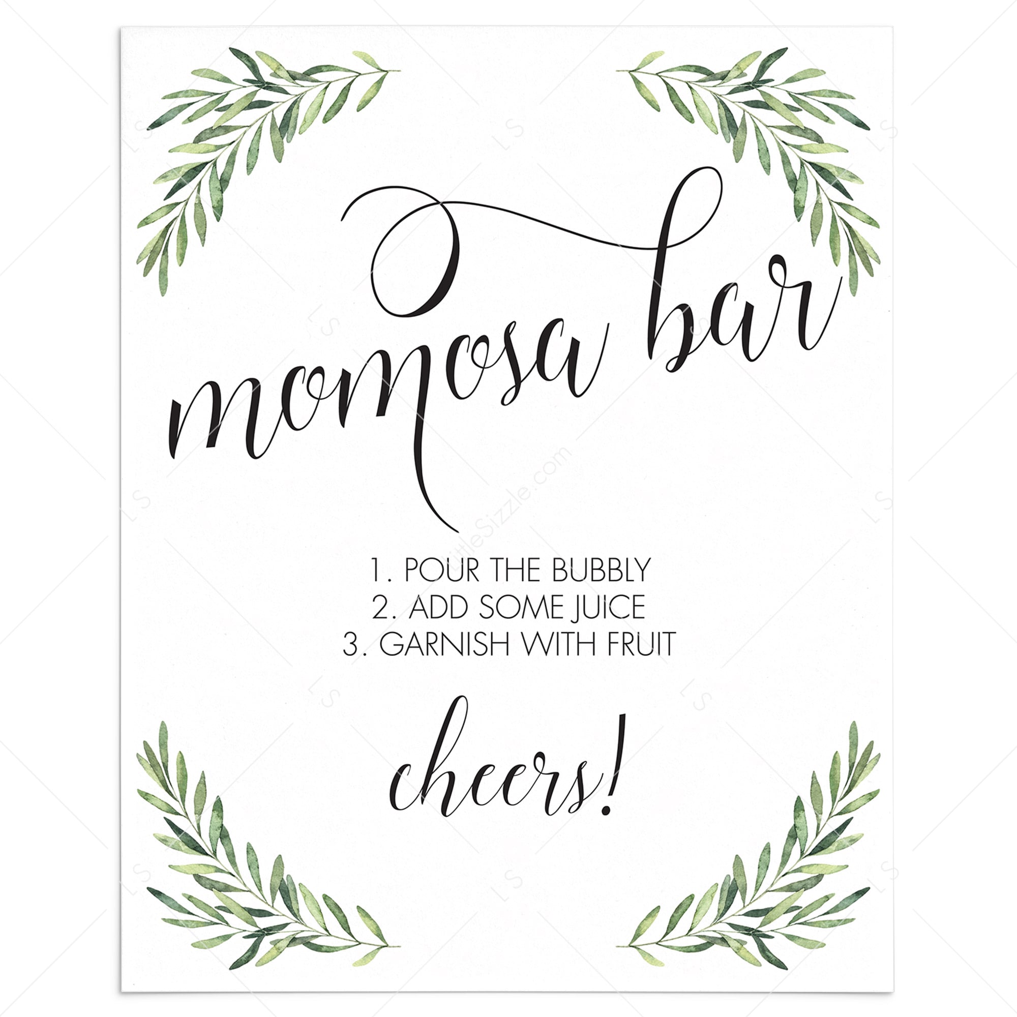 Greenery Momosa Bar Sign for Baby Shower by LittleSizzle