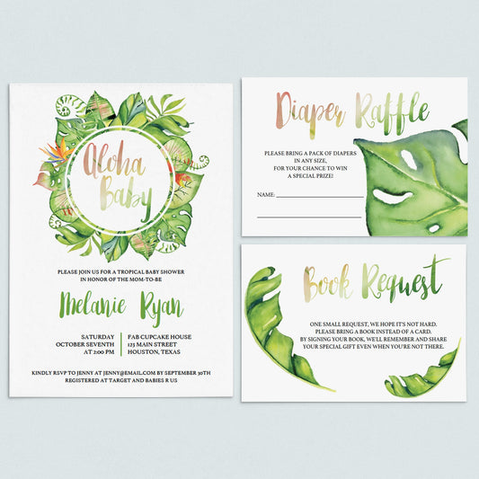 Tropical Neutral Baby Shower Invitation Set Download by LittleSizzle