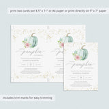 Watercolor Pumpkin Baby Shower Invitation Gender Neutral