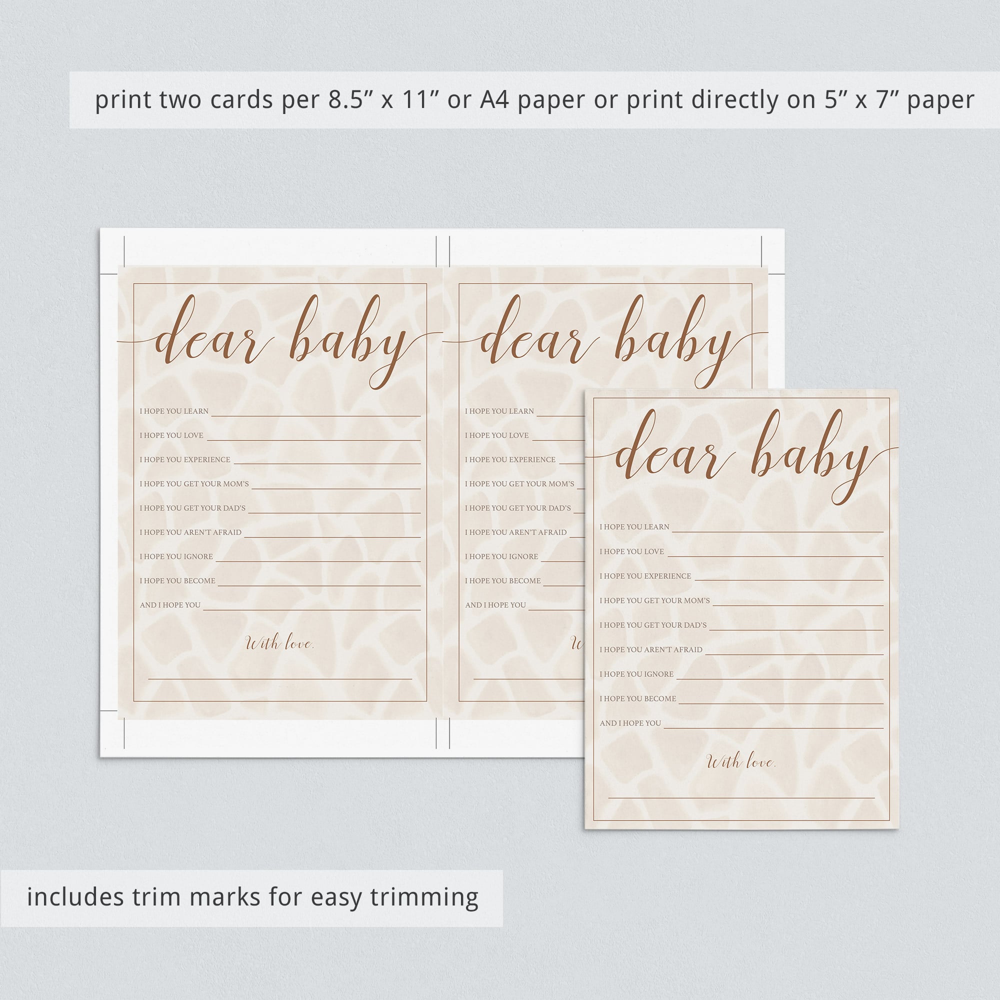 Safari baby shower wishes for the baby cards by LittleSizzle