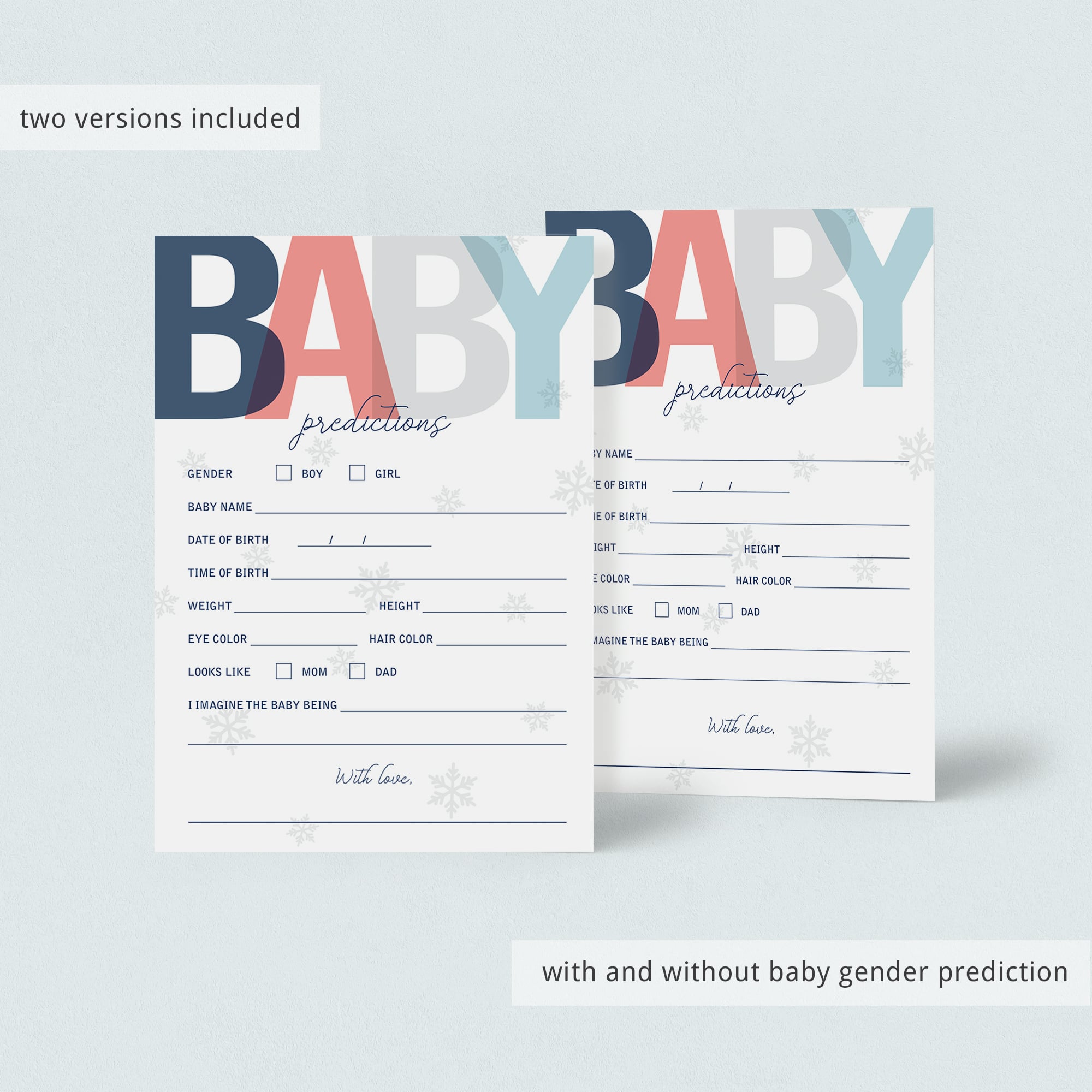 Printable winter baby predictions by LittleSizzle