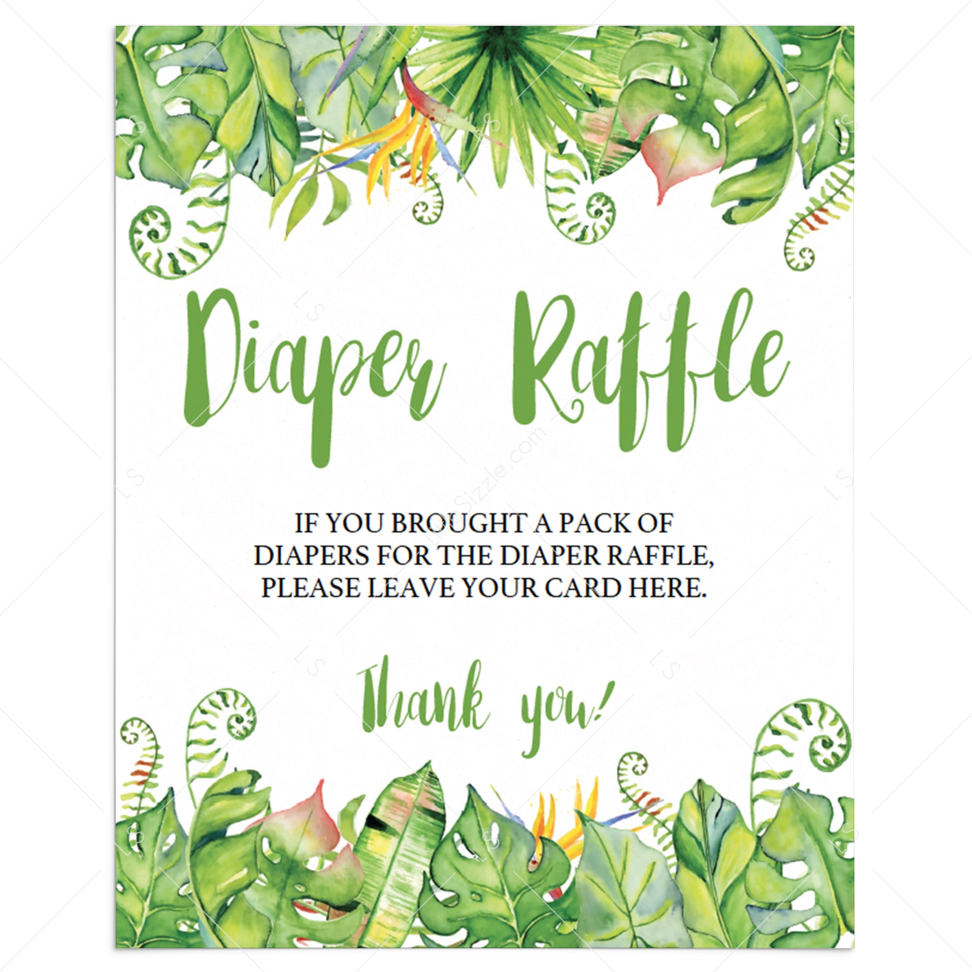 Hawaiian shower diaper raffle sign printable by LittleSizzle